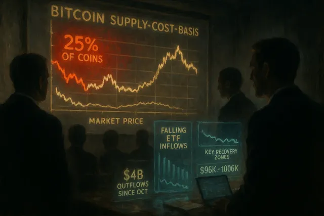One in four Bitcoin now sits above the current market price