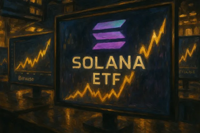 Solana ETF charts showing record-breaking capital inflows with Bitwise and Grayscale funds highlighted