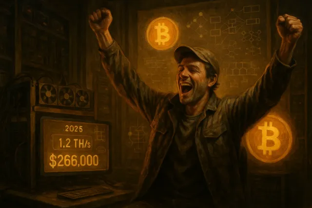 Lucky solo miner solves $266k Bitcoin block with only 1.2 TH/s