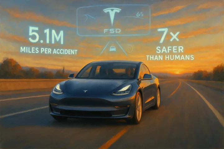 Tesla Says AI Driving Is Seven Times Safer Than Human Drivers